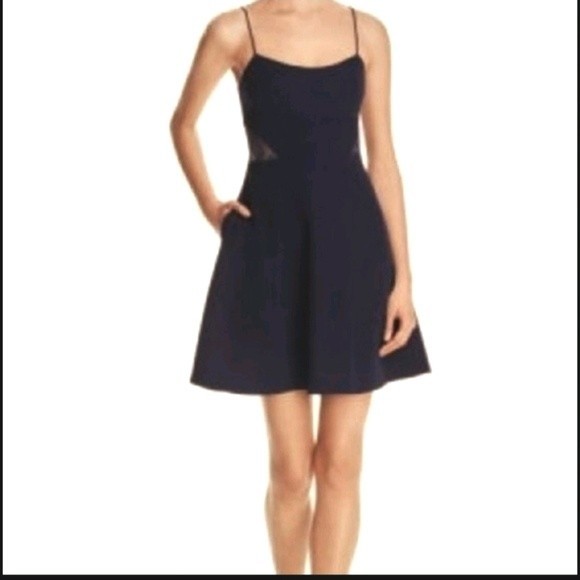 Aidan Mattox Crepe & Lace Cocktail Strappy Dress - Picture 1 of 10